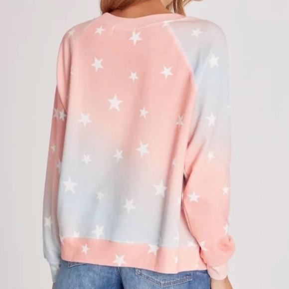 Wildfox NWT Salmon & Blue Ombre Star Spangled SOMMERS Sweatshirt MEDIUM - Picture 3 of 6
